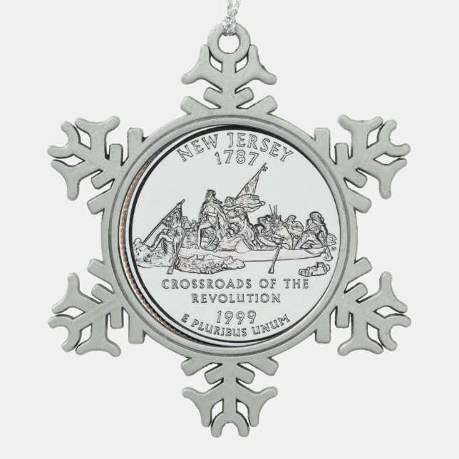 New Jersey Staat Quarter Schneeflocken Zinn-Ornament (Vorderseite)