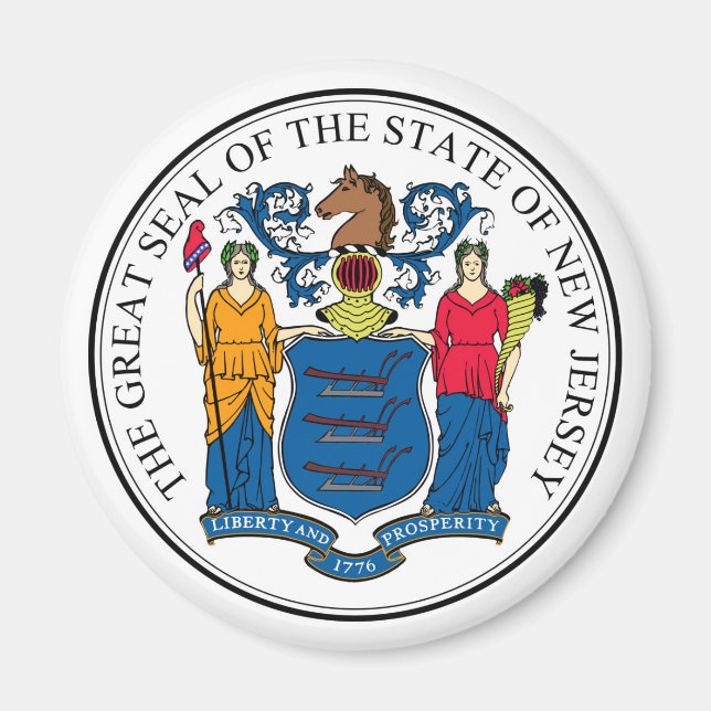 New Jersey Staat Siegel America - Symbol-Flagge Magnet (Vorne)