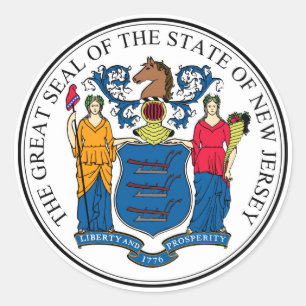 New Jersey Staat Siegel America - Symbol-Flagge Runder Aufkleber