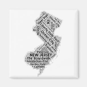 New Jersey Staat Word Cloud Magnet
