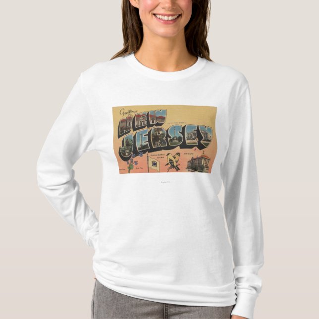 New-Jersey (Staats-Hauptstadt/Blume/Vogel) T-Shirt (Vorderseite)