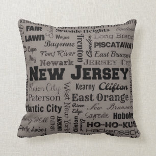New-Jersey Stadt-Typografie-Wurfskissen im Grau Kissen