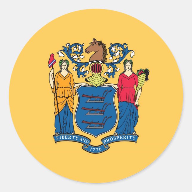 New Jersey State Flag Runder Aufkleber (Vorderseite)