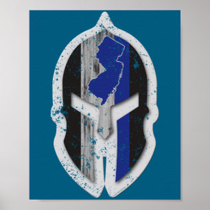 New Jersey State Läuse Thin Blue Line Spartan Poster