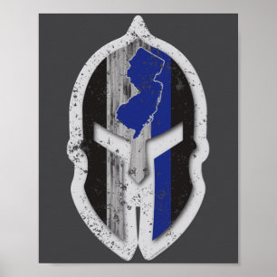 New Jersey State Lice Thin Blue Line Spartan _1  Poster