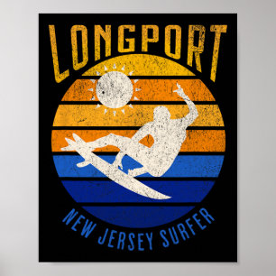 New Jersey Surfer Longport Nj Surfen Strände Beac Poster