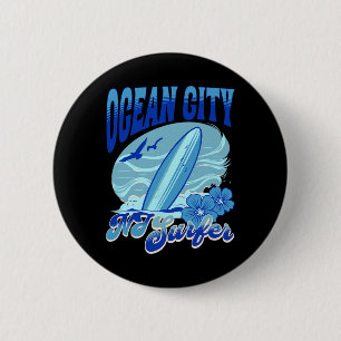 New Jersey Surfer Ocean City Nj Surfen Strand Sand Button