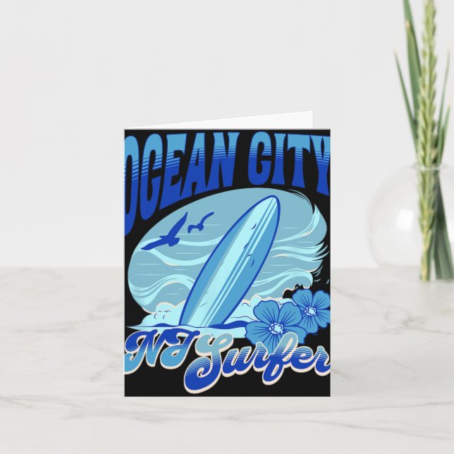 New Jersey Surfer Ocean City Nj Surfing Beach Sand Karte (Vorderseite)