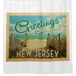 New-Jersey Ufer-Strand-Vintage Reise Duschvorhang