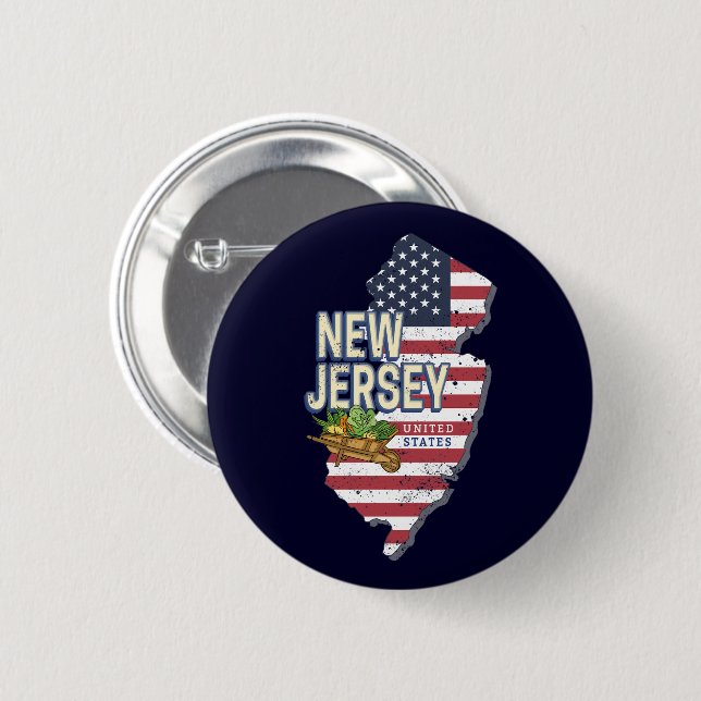 New Jersey United Staaten Retro Map USA Souvenir Button (Vorne & Hinten)