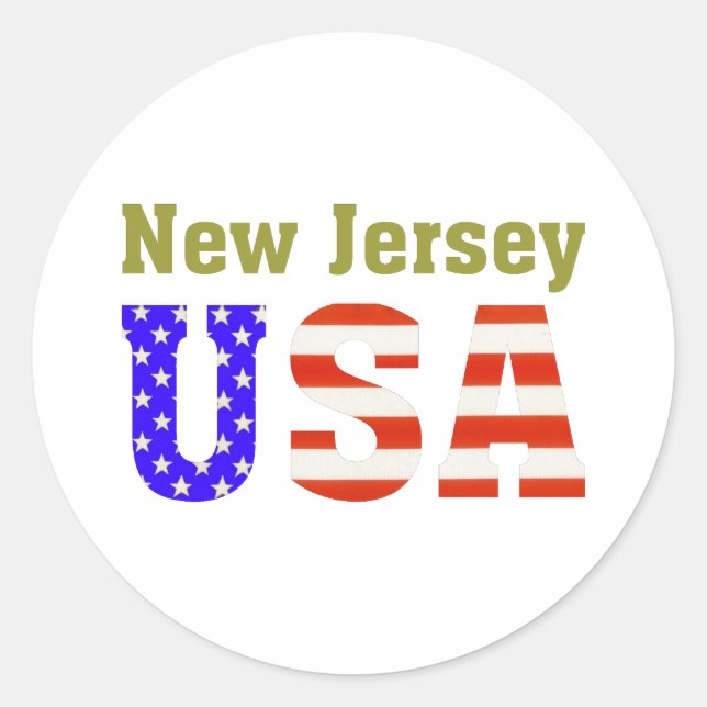 New Jersey USA! Runder Aufkleber (Vorderseite)