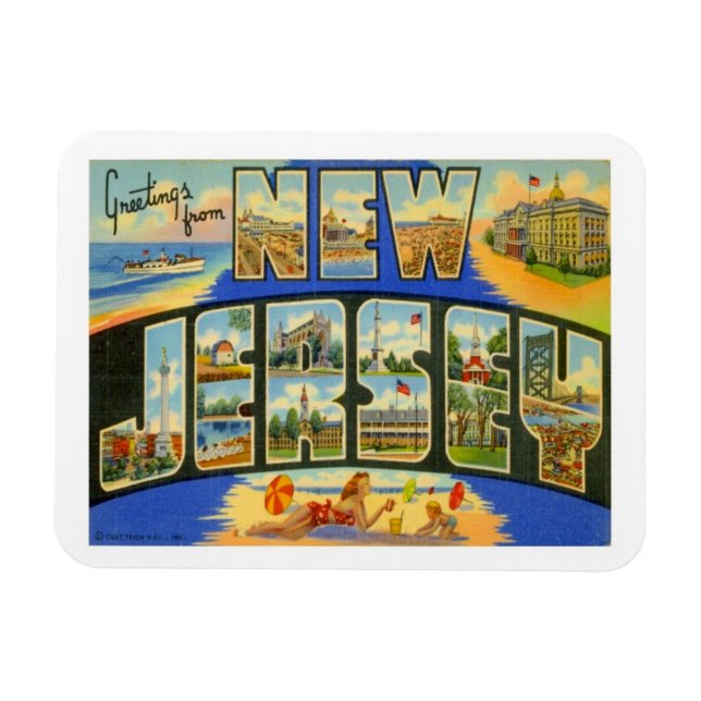 New Jersey Vintag Staaten Travel Magnet (Horizontal)