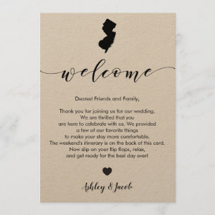 New Jersey Wedding Welcome Letter & Itinerary Card Programm