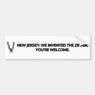New Jersey: Wir erfanden den Reißverschluss. Autoaufkleber