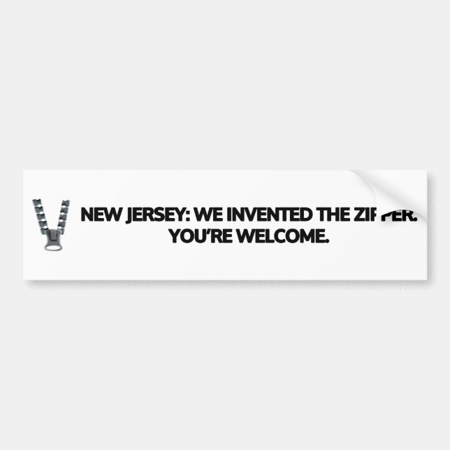 New Jersey: Wir erfanden den Reißverschluss. Autoaufkleber (Vorne)