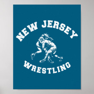 New Jersey Wrestling 80er Jahre Distressed Retro S Poster