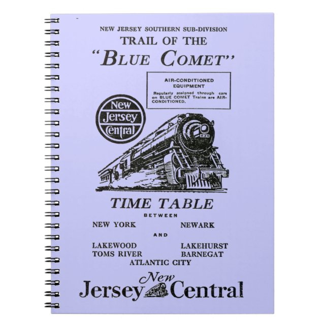 New-Jersey zentrales blaues Kometen-Zug-Notizbuch Notizblock (Vorderseite)