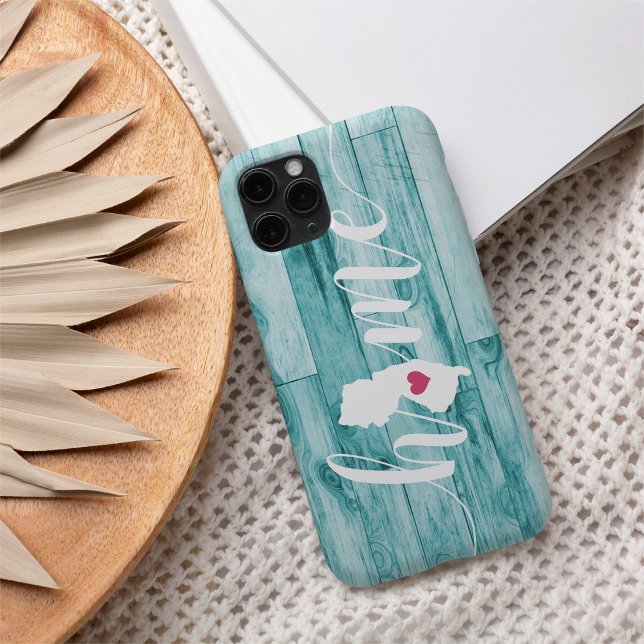 New Jersey Zuhause Staat Turquoise Wood Look iPhone 16 Hülle (Von Creator hochgeladen)