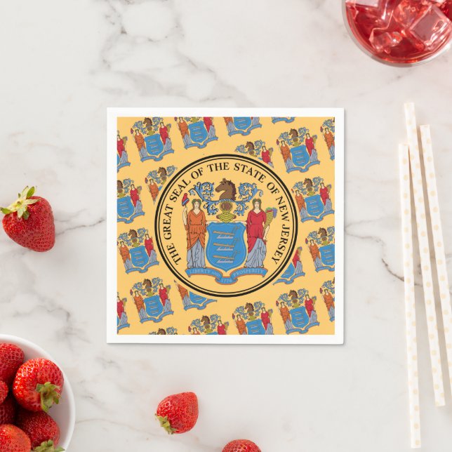 New Jerseyan Flag & Seal, New Jersey Serviette (Beispiel)