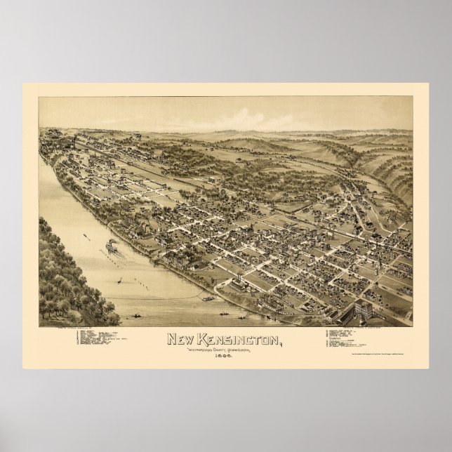 New Kensington, PA Panoramic Map - 1896 Poster (Vorne)