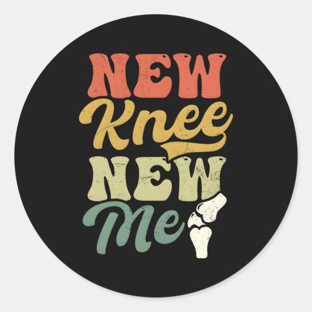 New Knee New Me Knee Operation Runder Aufkleber (Vorderseite)