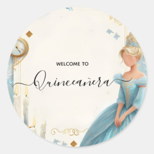 New Lamp Ivory Ice Sky Gold Light Blue Quinceanera Runder Aufkleber