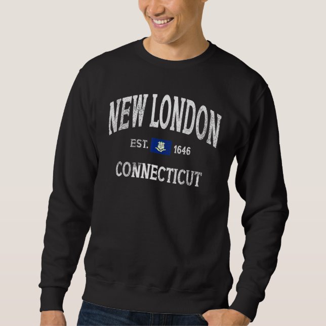 New London Connecticut CT Vintage Throwback Classi Sweatshirt (Vorderseite)