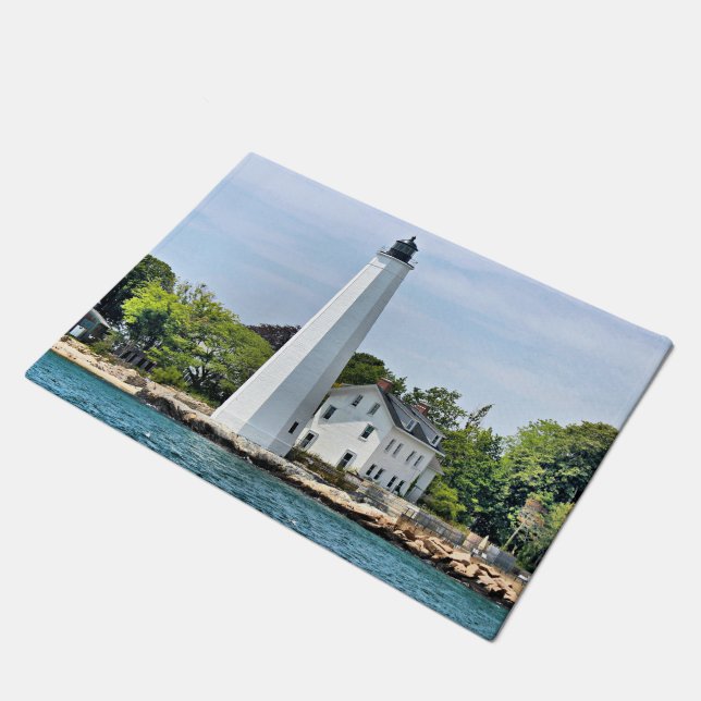 New London Harbour Lighthouse, CT Door Mat Fußmatte (Schrägansicht)