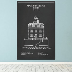 New London Ledge Leuchtturm - Connecticut – PD Leinwanddruck