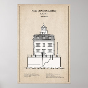 New London Ledge Leuchtturm - Connecticut - SBD Poster