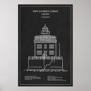 New London Ledge Lighthouse - Connecticut - PD Poster