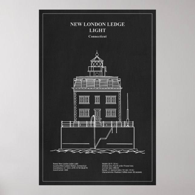 New London Ledge Lighthouse - Connecticut - PD Poster (Vorne)