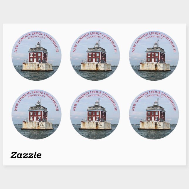 New London Ledge Lighthouse, CT Round Sticker (Blatt)