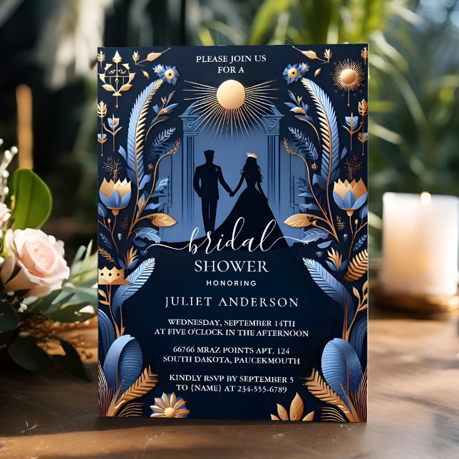 New Luxury Fuchsia Crown Royal Blue Brautparty Einladung (Von Creator hochgeladen)