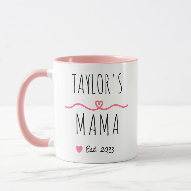 New Mama with Custom Name, Title & Est. Year Tasse (Links)