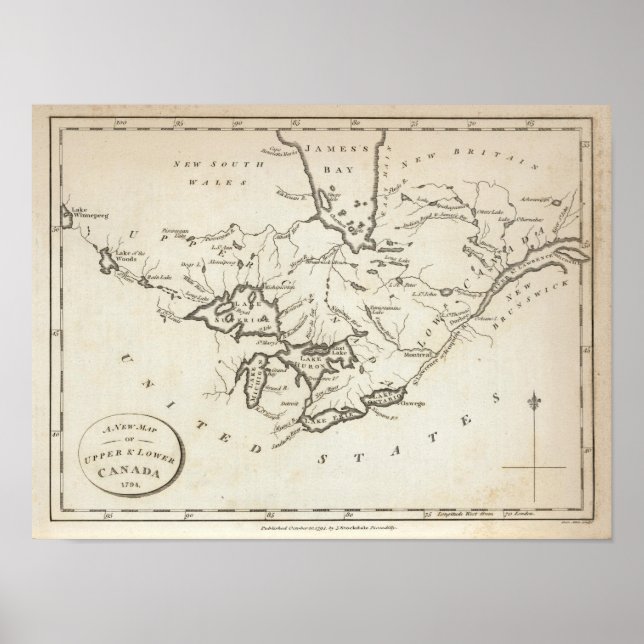 New Map of Upper & Lower Canada Poster (Vorne)