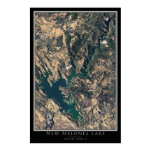 New Melones Lake California Satelliten-Poster-Kart