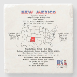 New Mexico American Staat auf der Karte und nützli Steinuntersetzer