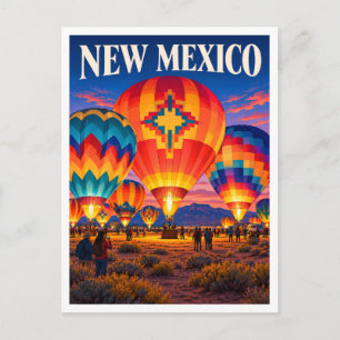 New Mexico Balloon Glow Festival Reiseandenken Postkarte