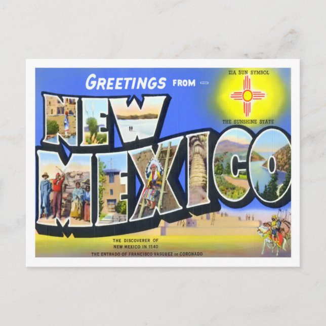 New Mexico Big Letters Postcard Postkarte (Vorderseite)