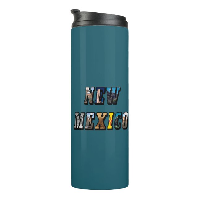 New Mexico Bildtext Thermosbecher (Nach rechts gedreht)