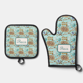 New Mexico Biscochito Cookies Zia Sun Ofenhandschuh & Topflappen-Set