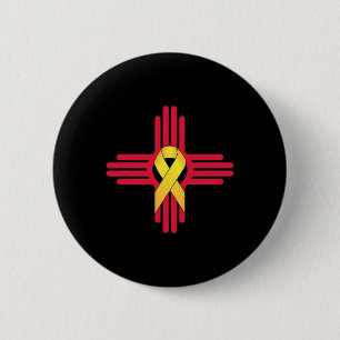 New Mexico Childhood Cancer Awareness Zia Yellow R Button