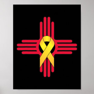 New Mexico Childhood Cancer Awareness Zia Yellow R Poster