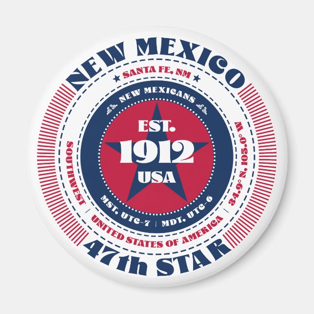 New Mexico Circle Typografy Souvenir Magnet (Vorne)