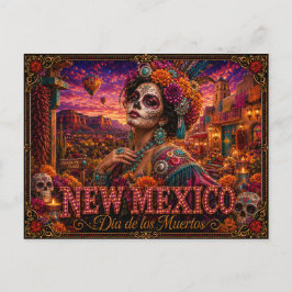 New Mexico Día de los Muertos Retro Postkarte