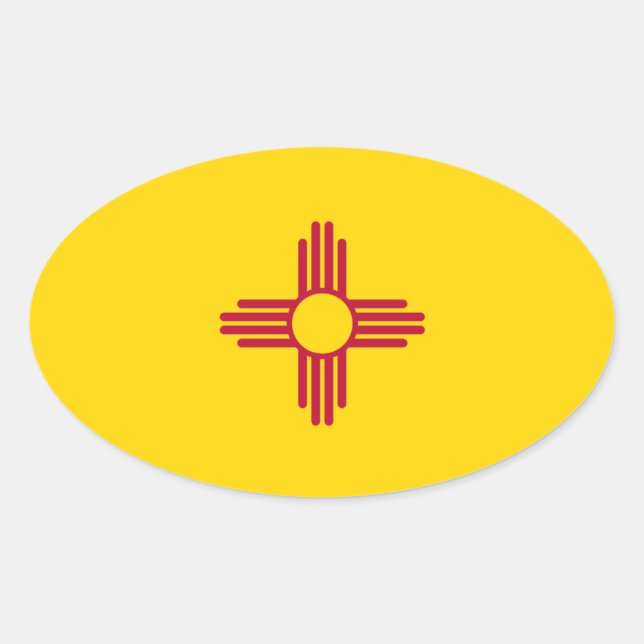 New Mexico* Flag Europa-Stil Oval Ovaler Aufkleber (Vorderseite)