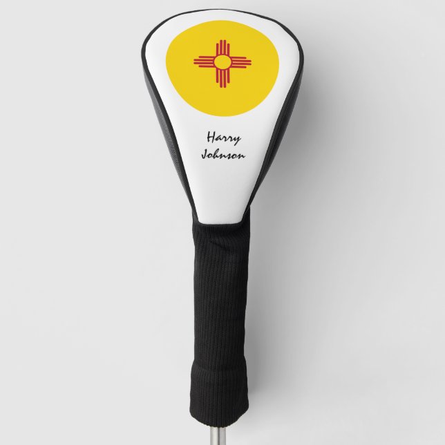 New Mexico Flag, Mit Monogramm Golf Clubs, USA Golf Headcover (Vorderseite)