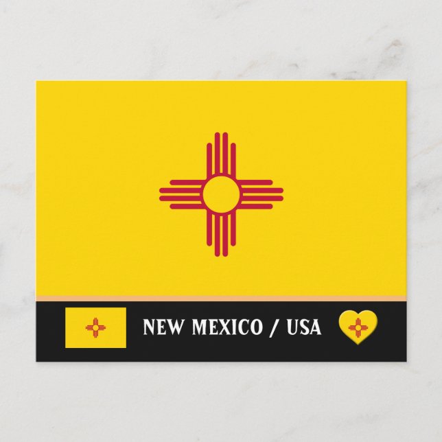New Mexico Flag & New Mexico Staat USA/Amerika Postkarte (Vorderseite)