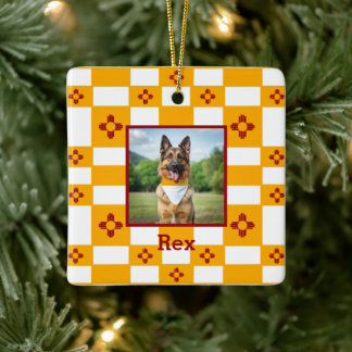 New Mexico Flag Red Zia Yellow Keramikornament